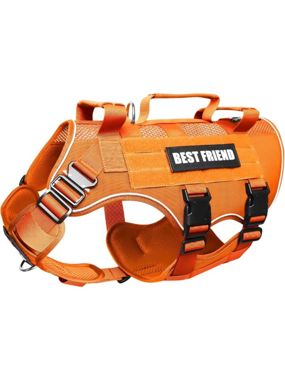 Orange Air Mesh Tactical Dog Harness - Durable Metal Buckles & MOLLE System